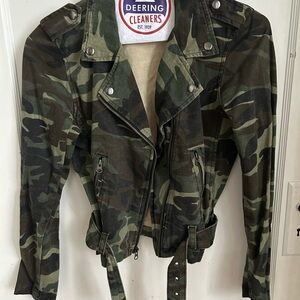 Urban Outfitters Camouflage Cropped Biker Jacket